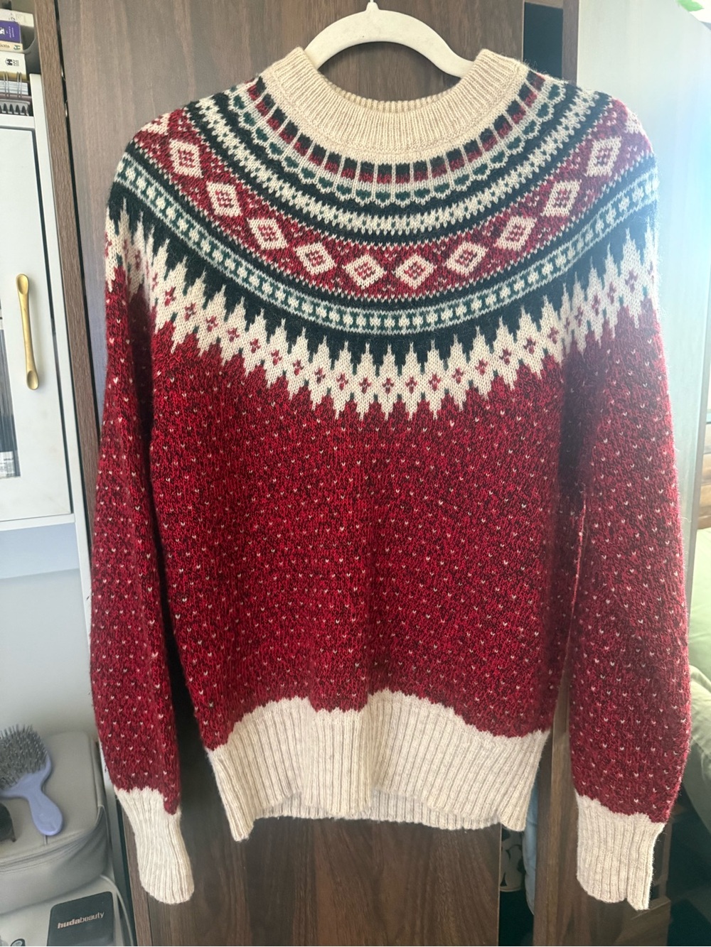 Woolrich Red Fair Isle Crewneck Sweater vintage